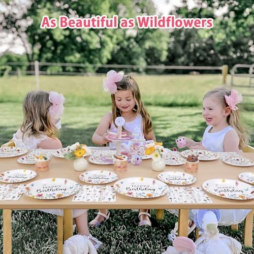 100Pcs Wildflower Party Plates Set for 25 Guests