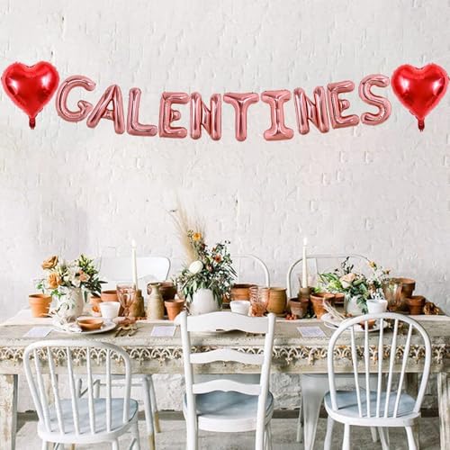 TONIFUL 16 Inch Rose Gold Galentines Letter Balloons