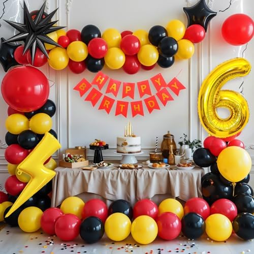6th Birthday Balloon Arch Kit with Number 6 Decorations