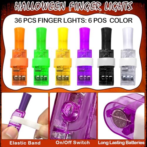 Halloween LED Finger Lights 36PCS Glow in the Dark Party Favors
