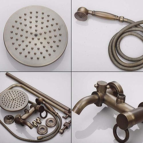 LASEVE 8 Inch Brass Antique Handheld Shower Set