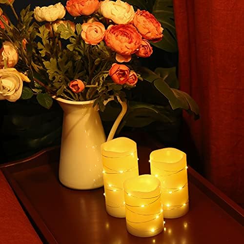 H-BLOSSOM Flameless Candles with LED Lights Set of 3