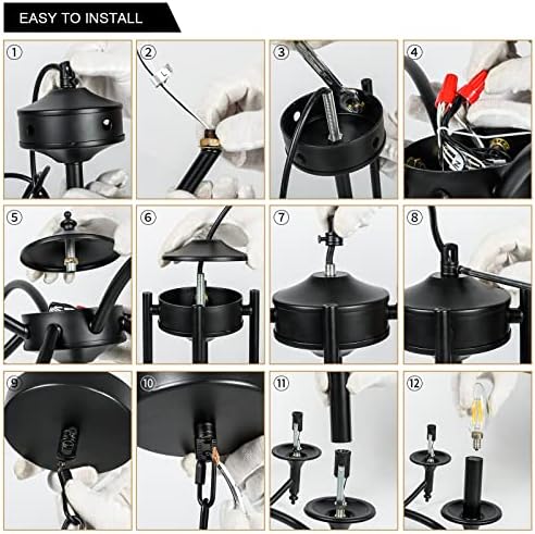 Black Industrial Chandelier with 8-Light Candle Stems