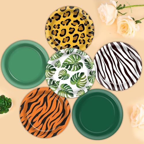 60Pcs Jungle Safari Themed Paper Plates Set