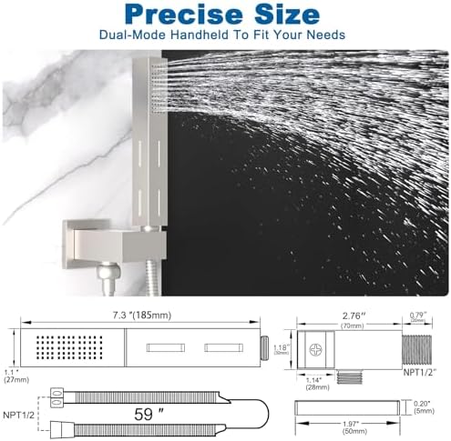 Drettyer 2 Settings Handheld Shower Head with 59 Inch Hose