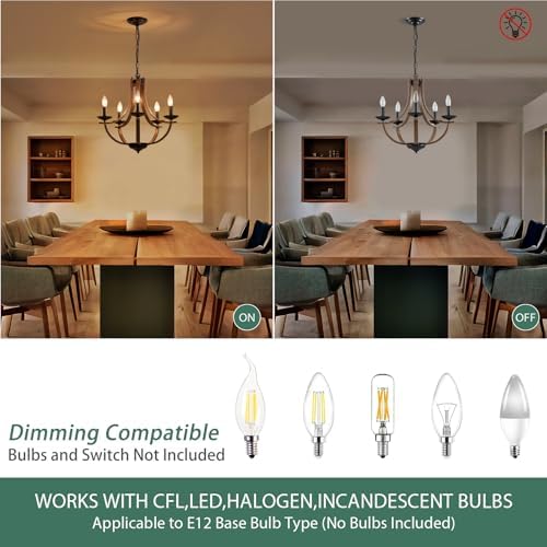 Rustic 5-Light Chandelier with Adjustable Height