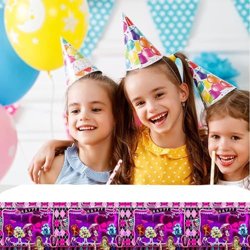 We1Fit 2Pcs Monster High School Tablecloth Birthday Party Supplies