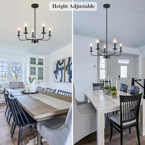 MEIJIA 5 Light Black Farmhouse Chandelier