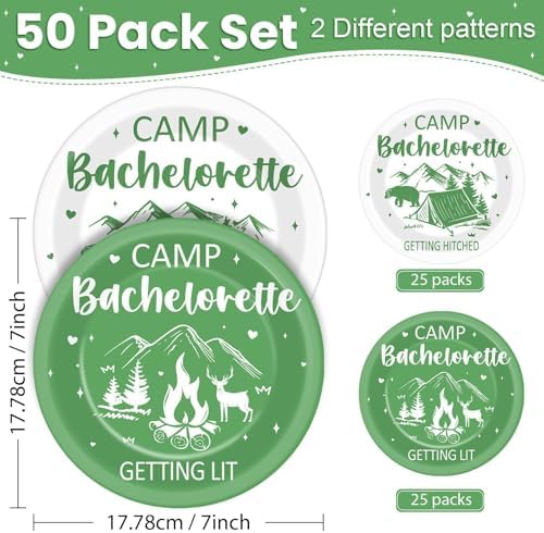 50PCS Camp Bachelorette Party Plates for Wedding Decorations