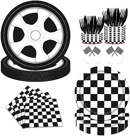 144PCS Racing Car Party Tableware Set for Boys Serve 24
