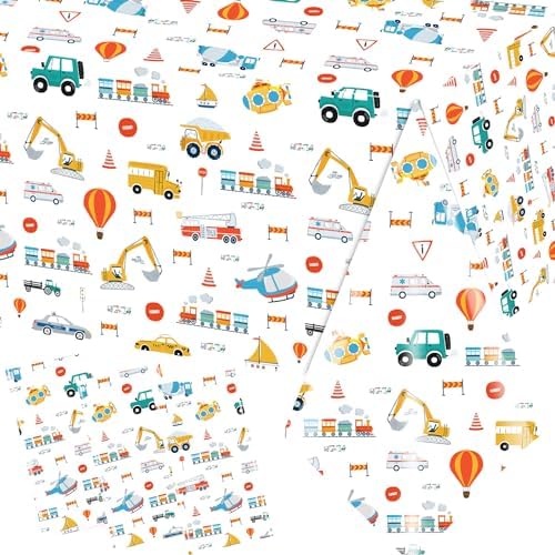HAKOTI 3Pack Truck Themed Plastic Tablecloth for Birthday Party