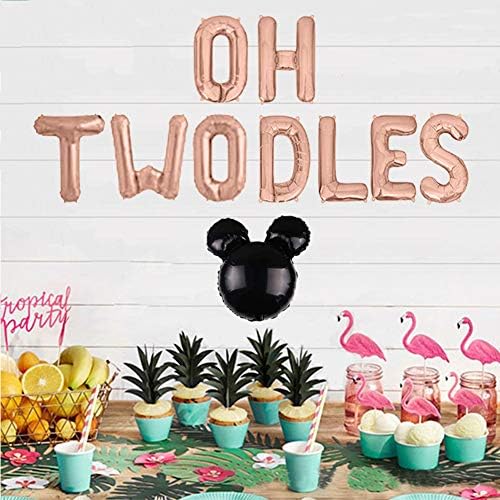 Oh Twodles Balloons Banner 12PCS Rose Gold Set