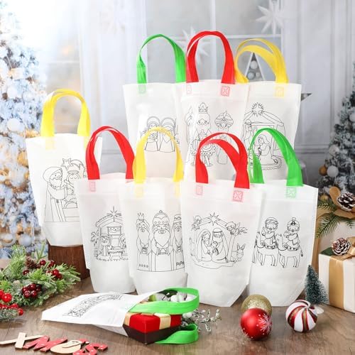 Kacctyen 45 Pcs Reusable Nativity Coloring Party Bags
