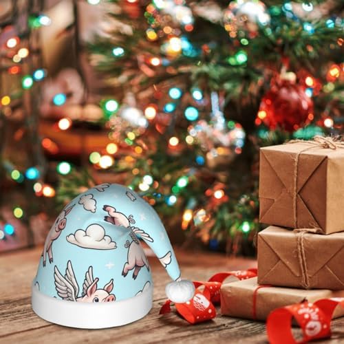 Augenstern Christmas Hat Flying Pigs Blue Sky Santa Hat Unisex