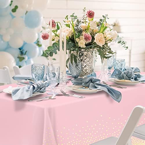Mulbozy 2 Pcs Pink Gold Dot Tablecloth 54x108 Inches