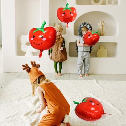 Cartoon Tomato Balloons 8 Pack Red Fruit Party Decorations
