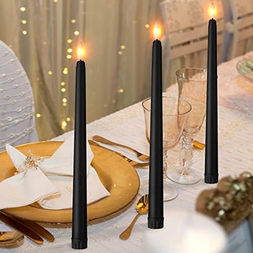 Macarrie 24 Pack Flameless Taper Candles LED 11 Inch Black