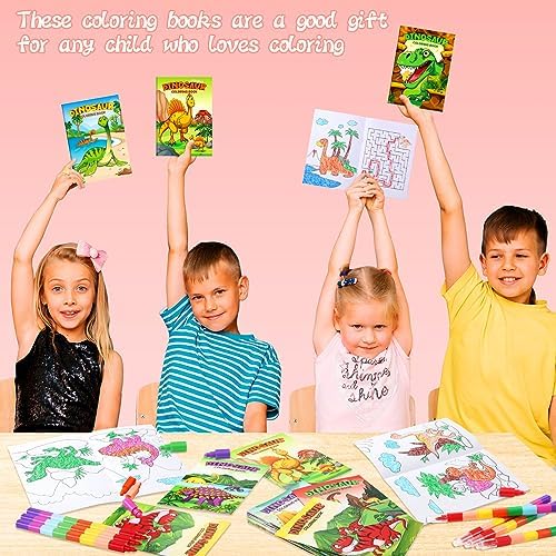 BenLouis 24 Dinosaur Coloring Books with Stacking Crayons