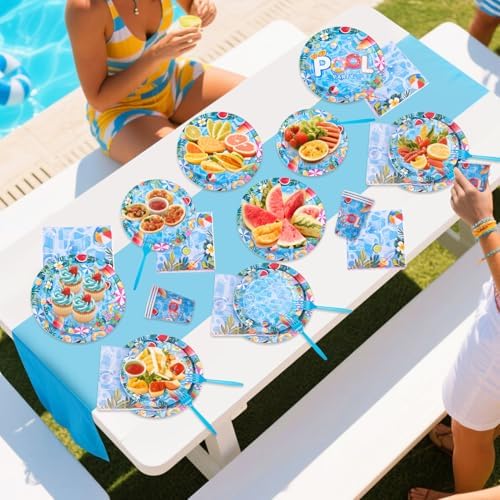 Pool Party Supplies Set for 24 Guests
