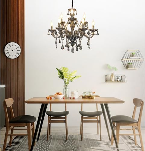 Uboxin Luxury Crystal Chandelier Smoke Gray 9-Light