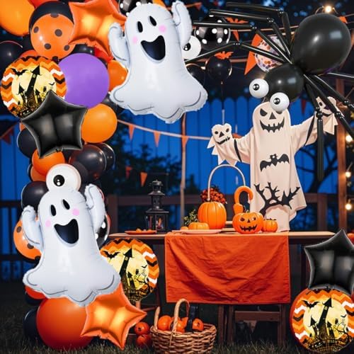 Ghost Balloons Orange Black Star Halloween Decorations