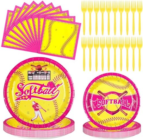 96 Pcs Softball Themed Party Decorations for 24 Guests
