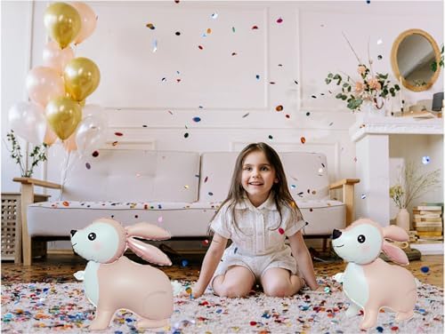 Pink Bunny Foil Balloons 2Pcs Jungle Themed Decorations