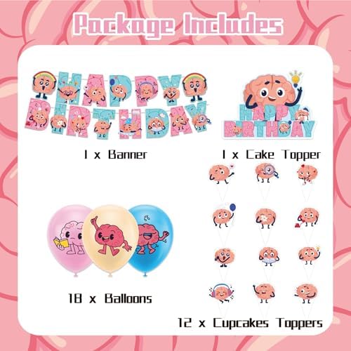 Brain Party Decorations with Balloons and Banners