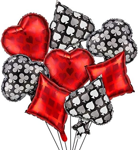 Skylety 8 Piece Casino Theme Balloons Playing Cards Decoration Kit