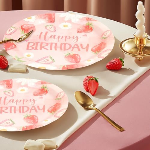 40PCS Strawberry Plates and Napkins Set for Party