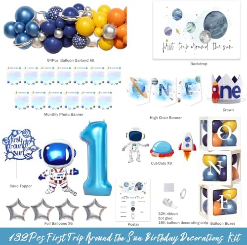 First Trip Around the Sun Birthday Decorations 125 pcs