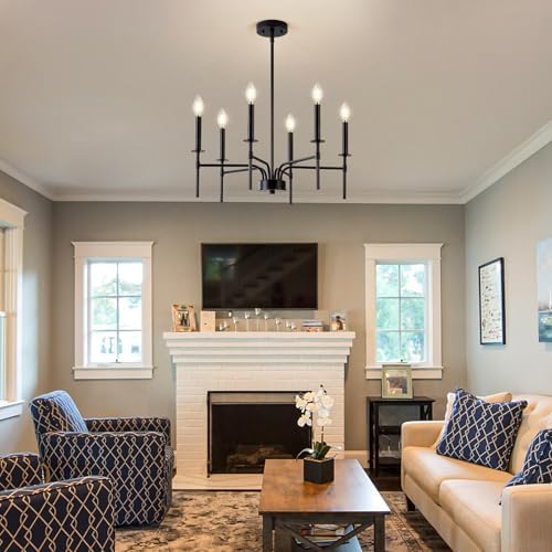 Qamra 6 Light Black Metal Chandelier