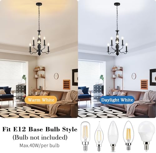 Black 6-Light Farmhouse Chandelier Pendant Light