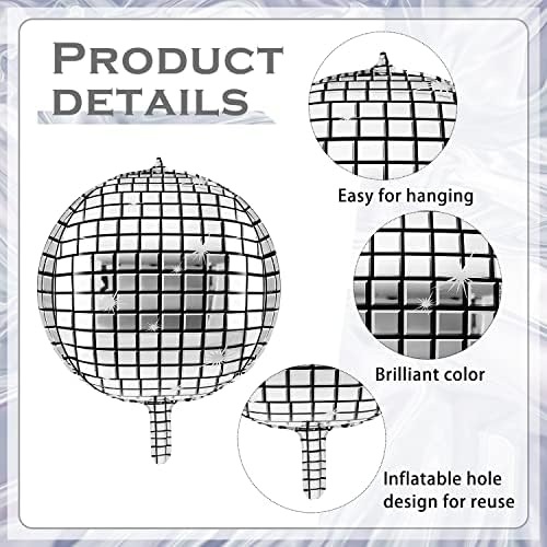 Lewtemi 48 Pcs Silver Disco Ball Balloons