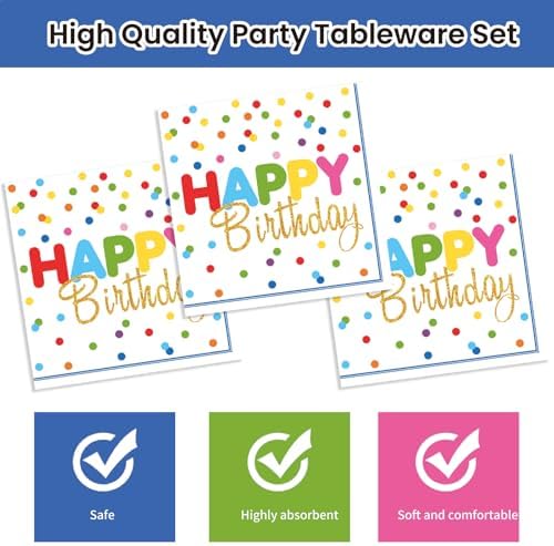 40Pcs Birthday Party Supplies Paper Plates Napkins Set