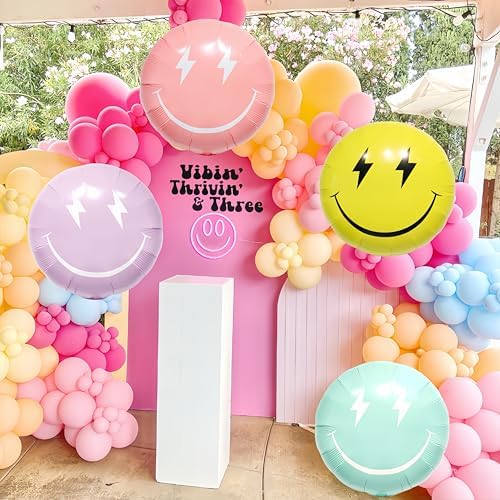 4PCS 23 Inch Purple Lightning Smile Balloons