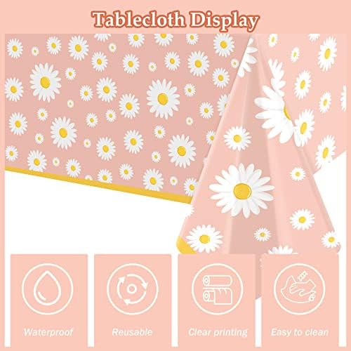 3 Pack Daisy Flower Tablecloths for Birthday Parties