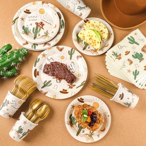 168 Pcs Boho Western Rodeo Party Decor Plates