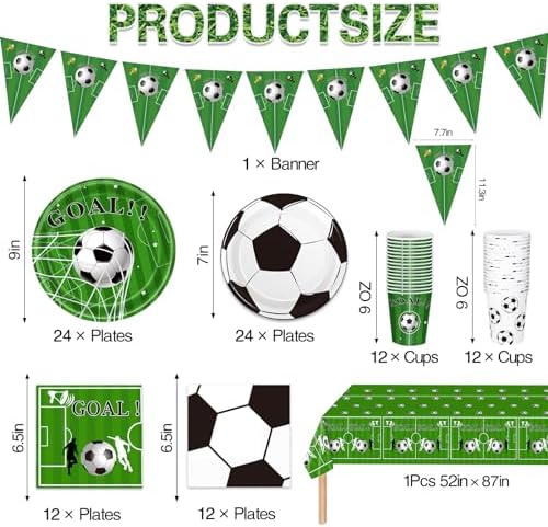 Soccer Party Decorations 98Pcs Set for 24 Guests
