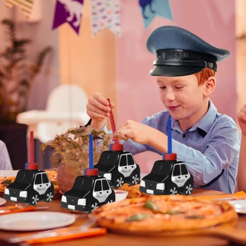 Tanlade 24 Piece Police Car Cups with Straws