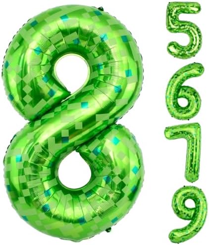 40 Inch Giant Green Pixel Miner Number Balloons