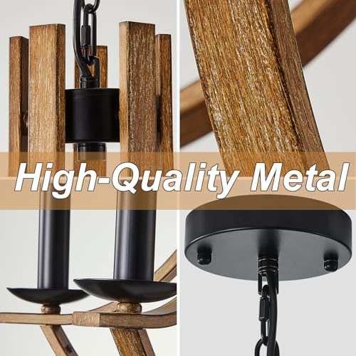 Widluth 22 Farmhouse Wooden Chandelier 5 Lights