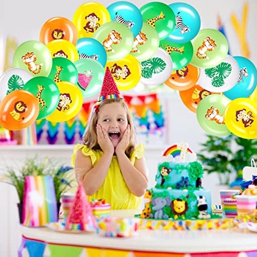 Zomiboo 36 Pcs Jungle Safari Balloons Animal Theme Decorations