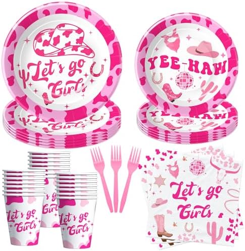 Cowgirl Theme Party Tableware Set for 24 Guests