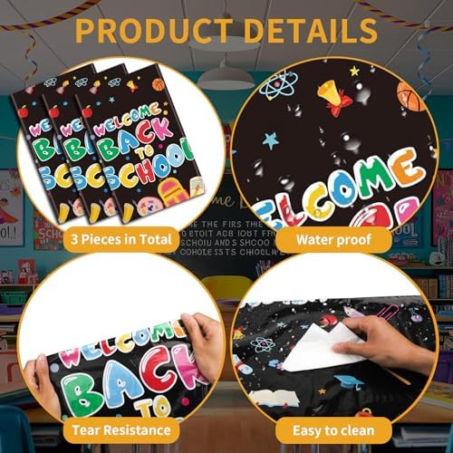 3 PCS Back to School Tablecloth 108x54 inches