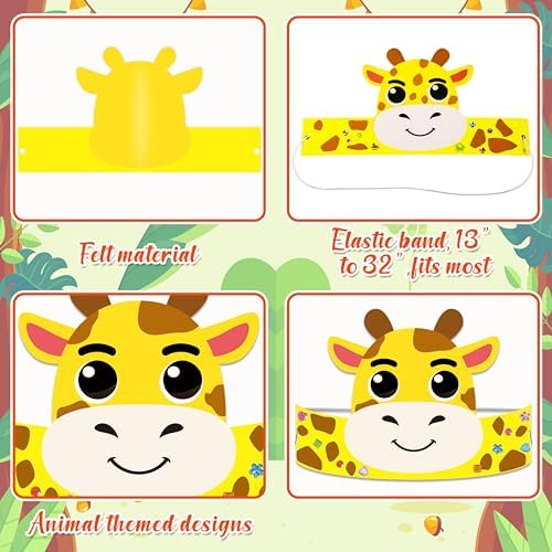 80UncleKimby 36PCS Jungle Animal Crowns Craft Kit