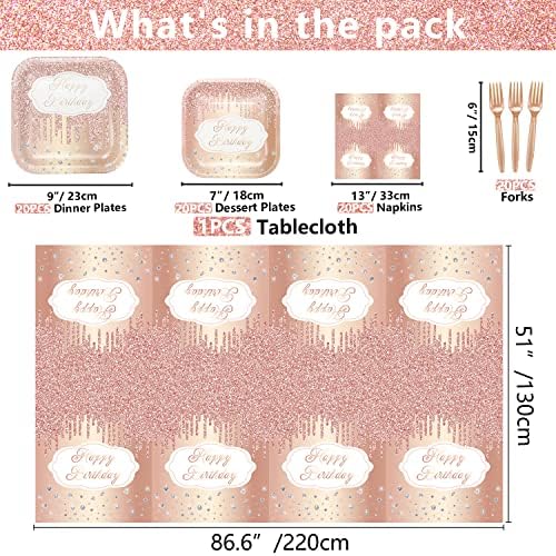 81 Pieces Rose Gold Party Decorations - 20 Serving Set