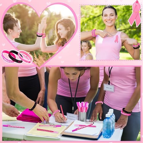 JUNEBRUSHS 60 Pack Breast Cancer Awareness Accessories Set