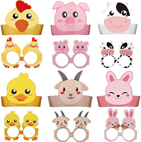 48 Pieces Farm Animal Paper Headwear Set
