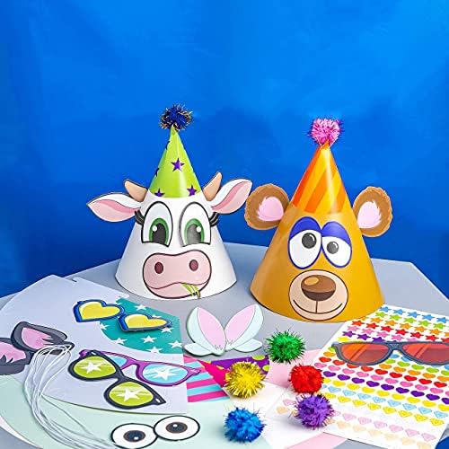 DIY Kids Party Hats and Games Kit - 12 Hats